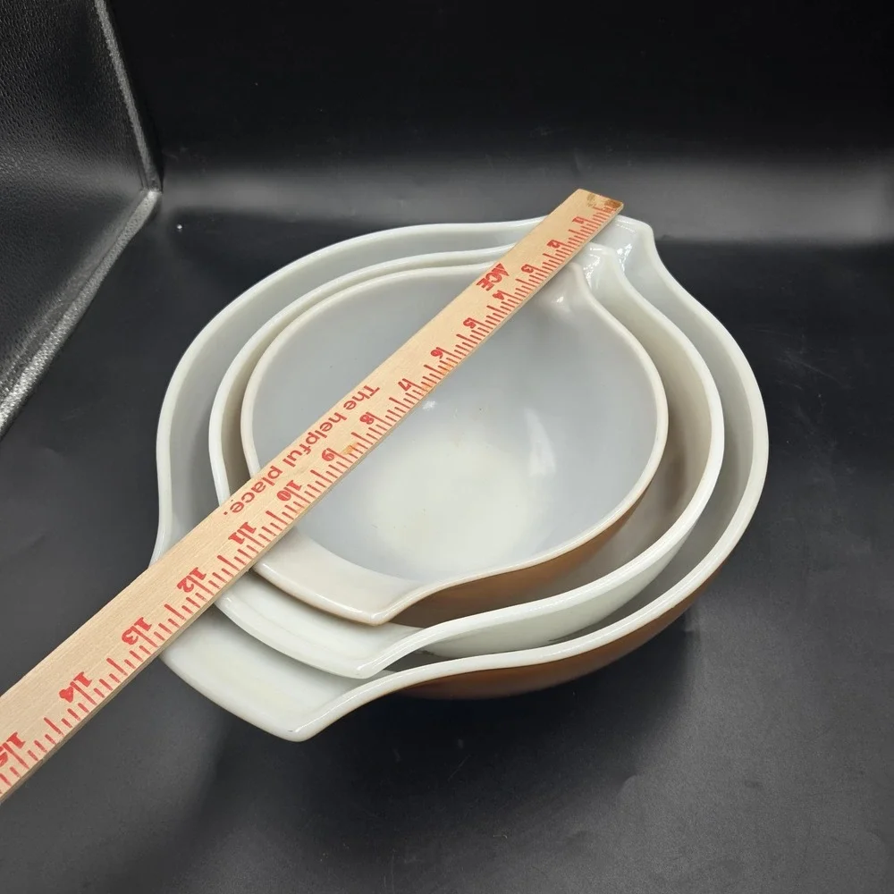 Vintage Set of 3 Pyrex Early American Cinderella Nesting Mixing Bowls 442-444